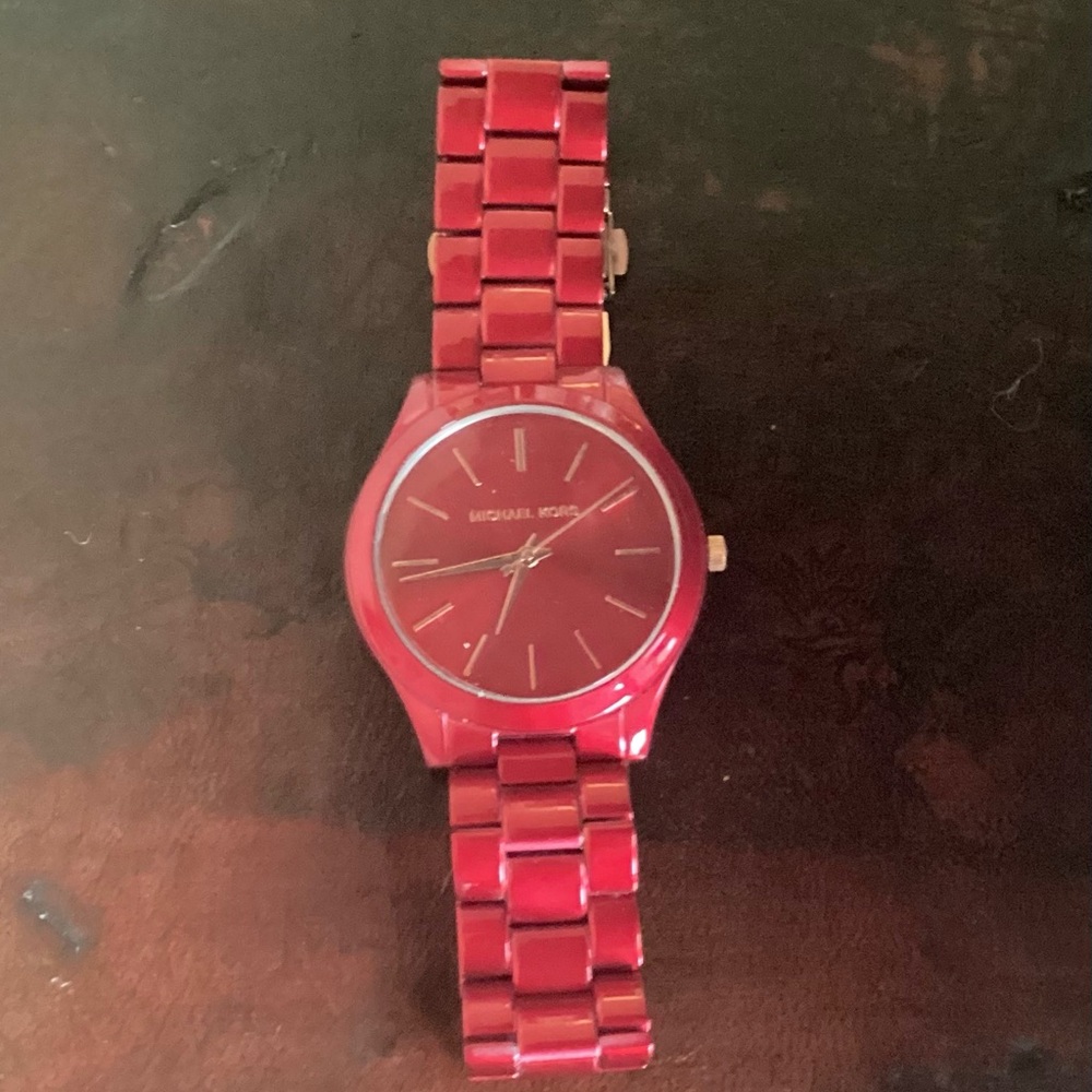 Michael Kors Glossy Red Link Bracelet Watch